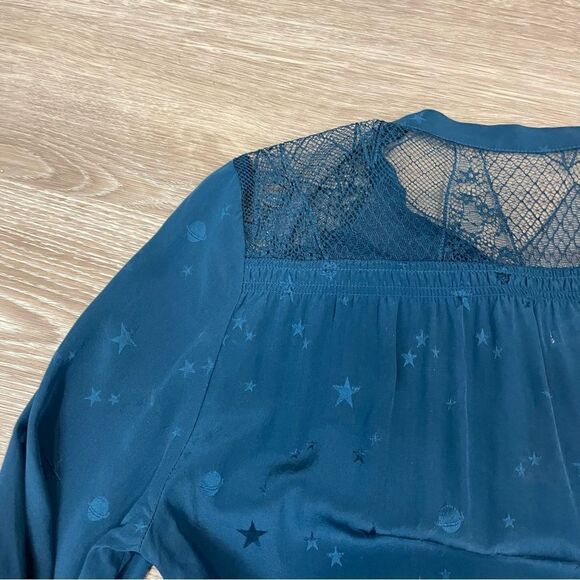 Zadig & Voltaire Dresses Blue Star Print Lace Trim Mini Dress Silk - Picture 4 of 10